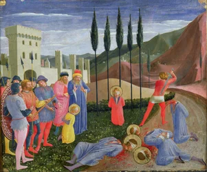 El martirio de san Cosme y san Damián, de la predela del retablo de San Marco, c. 1440